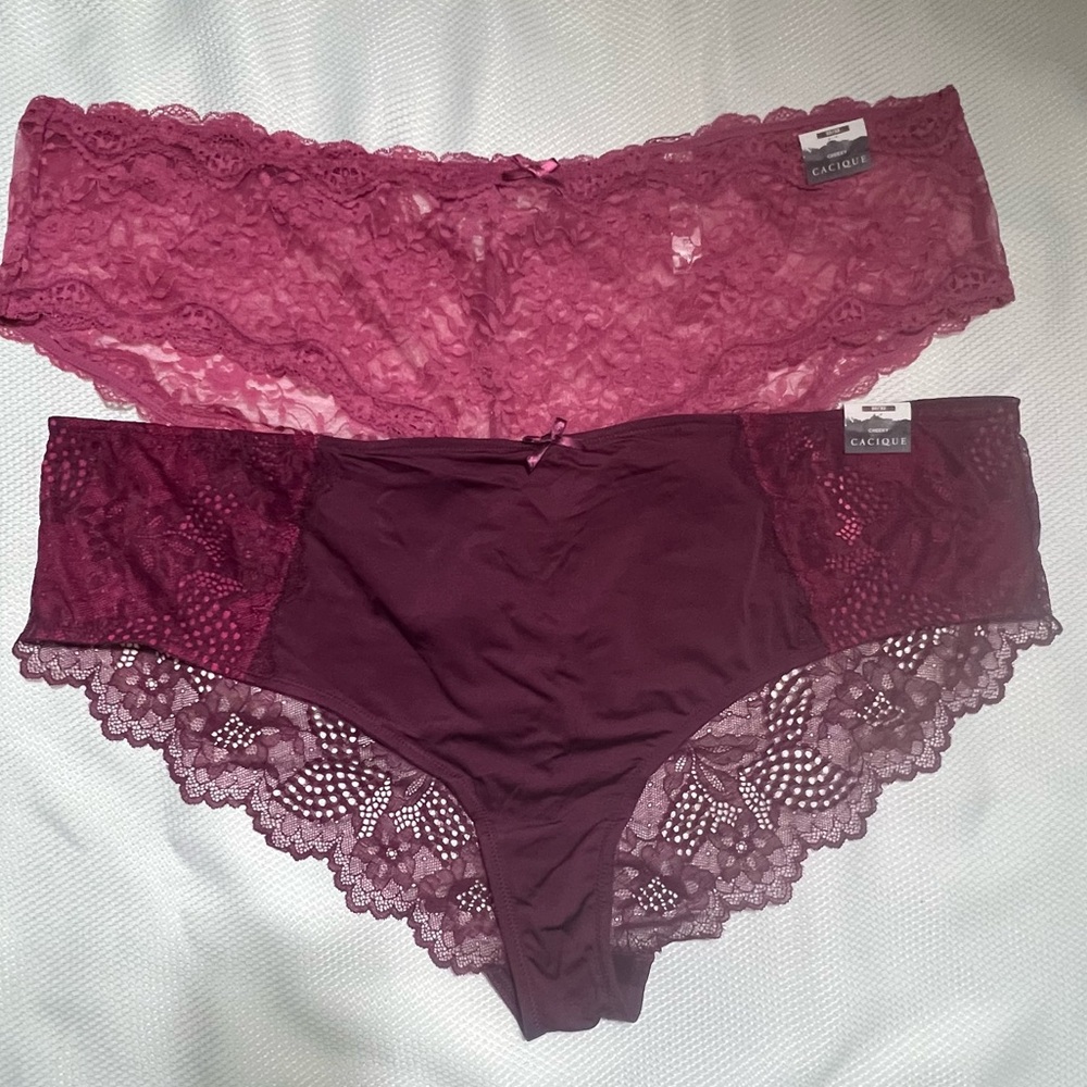 2 Pr. Cacique Lane Bryant Cheeky Panties - Sexy, Lacy Details Size 30/32